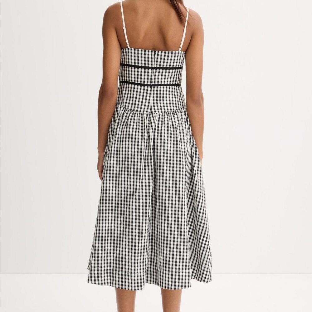 For Love and Lemons Gingham Midi Dress Black White Bow Tie Size S - Picture 2 of 7